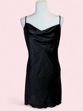 Bebe Black Slip Dress with Cowl Neck